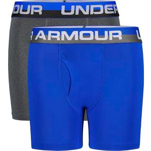 Under Armour Boy's Multipack Performance Tech Boxer Brief, Lightweight & Smooth Stretch Fit, Ultra Blue/Gray, Small