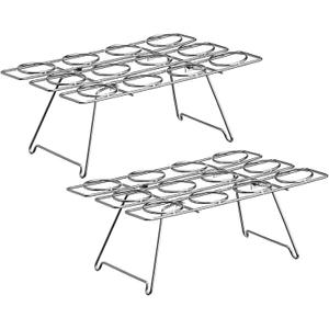 Patelai 2 Pieces Ice Cream Cone Baking Racks Cupcake Display Racks Cupcake Cone Stands Cupcakes Holders for Home Kitchen Baking Cooking Ice Cream Tools Supplies(Silver)