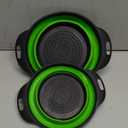 Collapsible Colander Set of 2, Folding Kitchen Strainers with Handles, Space-Saving Over-the-Sink Drainers for Pasta, Veggies & Fruit, BPA-Free, Dishwasher Safe, RV & Camping (Green)