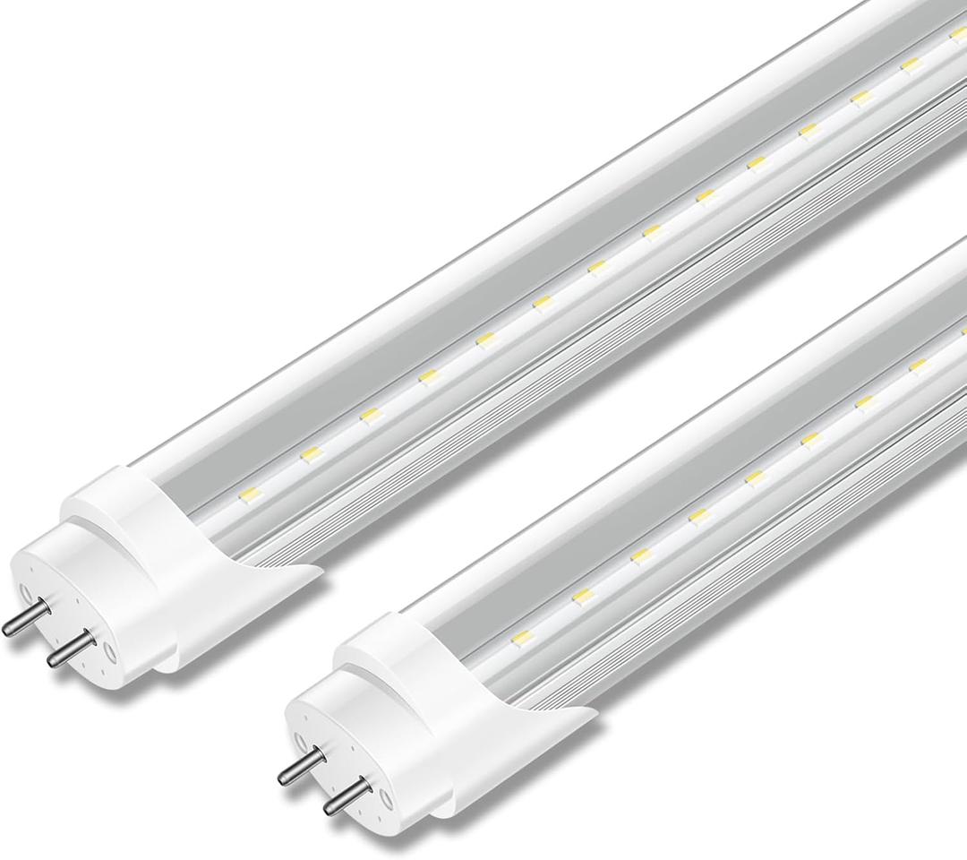 2-Pack T8 LED Bulbs 4FT, 6000K Daylight, 40W Equivalent, Ballast Bypass, Dual Ended Type B Light Tube, LED Fluorescent Tube Replacement T8 T12, Non-dimmable