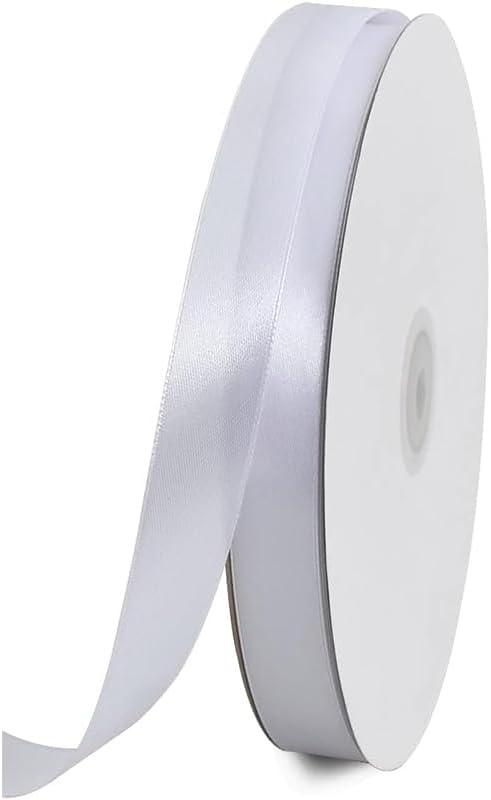 25Yards Satin Ribbon Bow 1 Roll 2CM Width Solid Ribbon DIY Craft Gifts Wedding Party Chair Wrapping Decor - White