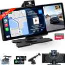 TECXERLLON 10.26" Portable Apple CarPlay Screen for Car, Wireless Car Play & Android Auto, 4K Dash Cam and 1080P Backup Camera, OTA, GPS Navigation, Voice Control, Mirror Link