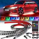 Nilight 4Pcs Car Underglow Neon Accent Strip Lights 252 LEDs RGB 8 Color Sound Active Function Music Mode with Wireless Remote Control Underbody Light Strips for Cars Van SUV Truck