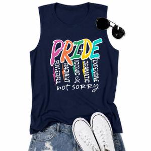 Pride Shirts for Women Pride Month Rainbow Graphic T-Shirt Pride Tank Top LGBTQ Equality Shirts (Blue, XXL)