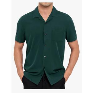 Men's Short Sleeve Button Down Shirt Cuban Collar Anti-Wrinkle Shirt Casual Summer Beach Shirt, Size: XL