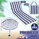 Briwooody 2 Set Beach Chairs with Umbrella Portable Beach Lounger Lightweight Foldable Outdoor Lounger Chair for Outdoor Travel Sunbathing Camping(Stripe Style,Blue,White,Large)