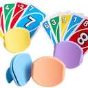 BORICO 4 Pack Playing Card Holders for Kids & Adults - Handheld/Tabletop Use/Drawstring Pouch, Perfect for Game Nights & Travel (4 Colors)