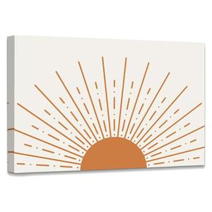 WODMIS Boho Sun Orange Framed Canvas Wall Art Decor 16×24 inch,Minimalist Boho Sun Sunset Sunrise Sunshine Sun Rays Print Painting Artwork Home Wall Decoration For Girls Room Office,Girls Women Gift