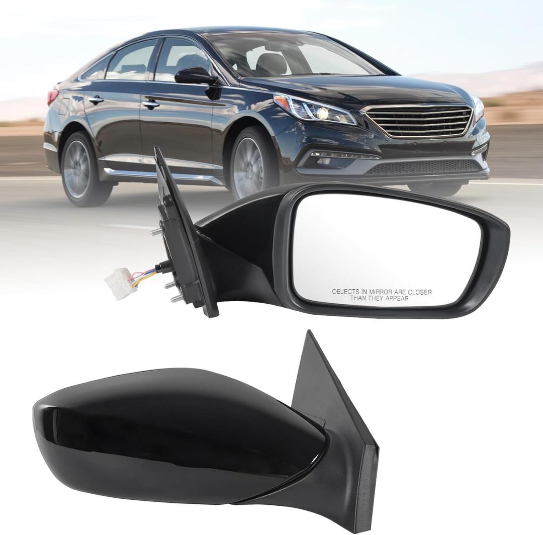 JDMSPEED Right Passenger Side View Mirror Black Compatible with 2011-2014 Hyundai Sonata Heated Manual Folding Power Glass Replace#HY1321166 87610-3Q010(5 Pins)
