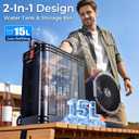 40000mAh Portable Misting Fan, 62H Max Runtime Rechargeable Mister Fan with 15L Bucket, Retractable Handle, Wide-Angle Oscillating Mist Fan for Outside Patios Golf Sports Camping Essentials, X Large