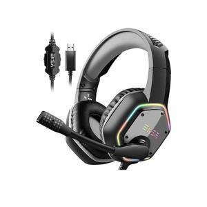 EKSA E1000 USB Gaming Headset for PC, Computer Headphones with Microphone/Mic Noise Cancelling, 7.1 Surround Sound, RGB Light - Wired Headphones for PS4, PS5 Console, Laptop, Call Center
