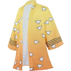 Drofe Anime Robes Tanjiro Cosplay Costume Zenitsu Kimono (3X-Large, Yellow)