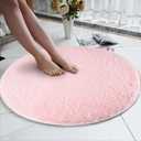 Bathroom Rugs Absorbent Bathroom Rug 32 x 32 Pink Door Mat Soft Coral Velvet Round Rug Doormat Carpet Bath Living Room Rug for Kitchen Floor Bathroom Accessories Bath Mats Prime