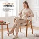 Modern Barrel Dining Chairs with Arms Set of 2, Upholstered Fabric Kitchen & Dining Room Chairs with Open Back/Solid Wood Legs, Comfortable Side Chairs, Linen Beige