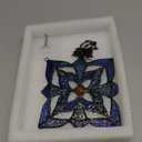 Stained Glass Window Hangings, Tiffany Style Window Panel Suncatchers Blue Art Flower