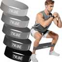 Tribe Lifting Fabric Resistance Bands for Glutes & Legs | 5 Fabric Workout Bands Set | Thick Booty Bands for Squats, Lunges, Hip Training, Physical Therapy & Home Workouts (Grey)