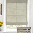 LazBlinds No Drill Cordless Bamboo Roman Shades, Light Filtering Blinds for Indoor Windows, Roll Up Bamboo Blinds for Home, 38" W x 64" H, Star-Grey