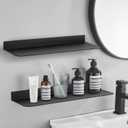 UVKDEENK 2 Pack Wall-Mounted Self Adhesive Wall Shelf, Counter Corner Floating Shelves Over The Sink Faucet, Aluminum Alloy Shower Caddy Tray Rack Storage Organizer for Bathroom, Kitchen, 30cm