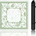 Mahjong Mat for Table with Carrying Bag, 31.5" x 31.5", Rubber, Anti-Slip Noise Reduction, Grass and Floral Design, for Mahjong, Card and Board Games (Pale Green)