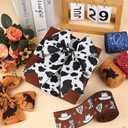 5 Rolls 25 Yards Cowboy Wired Edge Ribbon Blue Red Bandana Wildhorse Printed Fabric Ribbon for Gift Wrapping Bows Wreaths Making Crafts