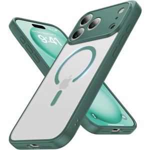 Faiono Magnetic for iPhone 17 Pro Case [Full Camera Protection][Military-Grade Protection][Compatible with MagSafe] Shockproof Protective Slim Phone Case for iPhone 17 Pro, Night Green