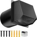 6 Inch Dryer Vent Cover Outside, Galvanized Steel Exterior Hooded Wall Vent Cover with Removable Screen & Cushioned Backdraft Flap, Exhaust Vent for House Through-Wall Dryer Vent Kit (Black- 6 Inch)