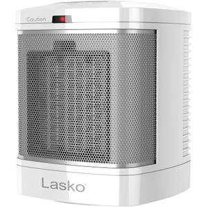 Lasko Portable Electric Ceramic Space Heater with ALCI Plug for Bathroom Use, 2 Heat Settings and Simple Heat Button, 8 Inches, White, 1500W, CD08200