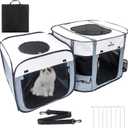 Cat Playpen with Separate Areas, Pet Playpen Indoor House for Small Dog, 2-in-1 Waterproof Dog Crate Furniture Tent Cage Outdoor, Large Portable Pop Up Cat Enclosure Kennel for Puppy/Kitten
