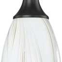 karyfine Mini Glass Pendant Light Kitchen Island Oval Ceiling Hanging lamp Shade with Black Matte finish1pack Milk Blown Glas Pendant Lighting Adjustable Cord for Hallway Dining Room Bathroom
