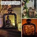 DECORKEY Candle Lantern Decorative Indoor & Outdoor, Vintage Metal Lanterns with Clear Glass, Tabletop&Hanging Candle Holders for Patio Front Porch Home Decor, Christmas Decorations (Bronze)