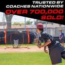 GoSports 7 ft x 7 ft Baseball & Softball Nets - Red, Black, Drip or PRO - Practice Hitting & Pitching Net with Bow Type Frame, Carry Bag and Strike Zone, Great for All Skill Levels, Regulation
