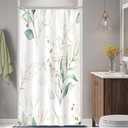 Stall Shower Curtain, Sage Green and Gold Eucalyptus Small Shower Curtain Set Waterproof Fabric Half Narrow Bathroom Decor with Hooks, 36x72 Inch