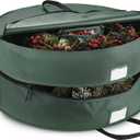 ZOBER Christmas Wreath Storage Container 30 Inch - Wreath Bag Fits 2 Wreaths Box - 600D Oxford Fabric - Interior Compartment for Storing Garlands, Wreaths Storage Bag W Strong Durable Handles - Green