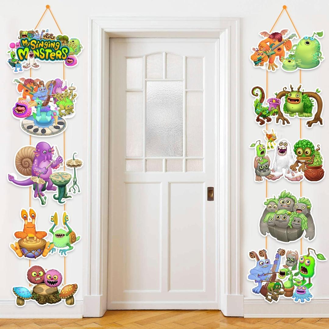 Monster Porch Sign Door Banner Monster Party Decorations for Monster Themed Birthday Party Supplies