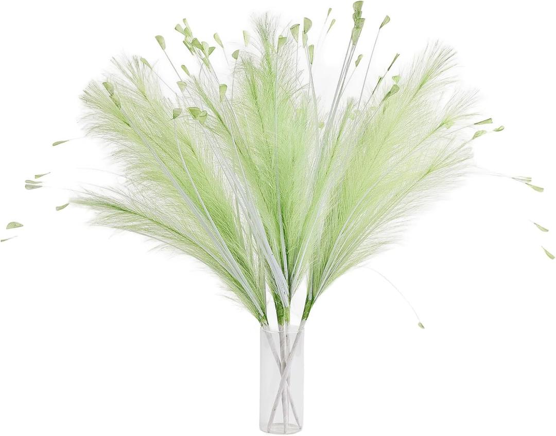 Green Pampas Grass Decor 4pcs 25 Inch Faux Pampas Grass Artificial Pampas for Boho Home Decor, Table Decorations Wedding Centerpieces & Vase Filler