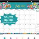 Desk Calendar 2026-2027 - JULY 2026 - DEC. 2027, 17" x 12", Large Desk Calendar, 18-Month Desktop/Wall Monthly Calendar for Home School, or Office - Floral Pattern