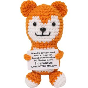Mini Funny Positive Crochet Animals,Inspirational Handmade Crochet for Girl and Teenage Friends Emotional Small Gift for Birthday Graduation Teacher Appreciation,Cute Stuff Emotional Cheer Up Support