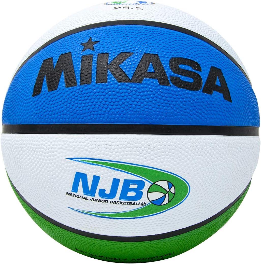 Mikasa National Junior Basketball official game ball rubber cover (Official size and Weight, Blue/Green/White - Size 7)