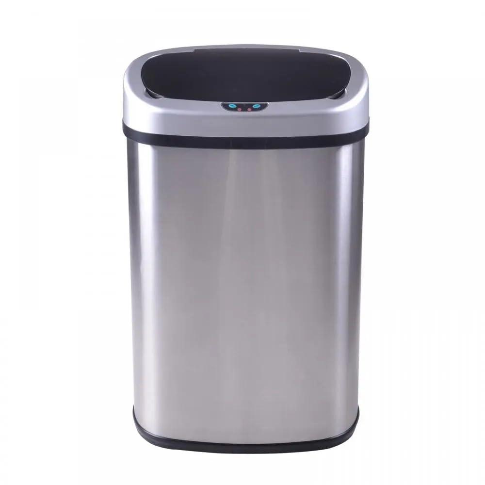 13 Gallon Kitchen Trash Can with Lid,Bathroom Motion Sensor Automatic Trash Can Touchless,Office Stainless Steel Trash Bin,50 Liter Oval Metal Garbage Can (Stainless Steel) (Sliver01)