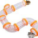 8PCS Hamster Tunnel Tube DIY Assorted Toy Transparent Adventure Pipe Playground Exercise Set for Mouse Syrian Hamster Gerbil (Orange)