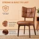 YOUNIKE Wood Frame Brown Dining Chair, Faux Leather, Single Pack
