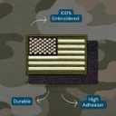 Laughing Lizards American Flag Tactical Patch (2-Pack) | Olive Drab Green Hook & Loop 2x3 Camo Military Patch, Tactical Army Ranger Patches for Hats, Bags & Equipment (Green & Tan Flag)
