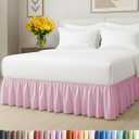 Bedskirt Twin Size Ruffle - 15 inch Drop Dust Ruffle Bed Skirt with Platform - Ultra-Soft, Easy Fit, Premium Hotel Quality - Wrinkle and Fade Resistant - for Women, Men, Kids and Teens - Light Pink