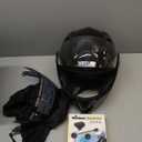 Motorcycle Bluetooth Modular Helmet, DOT Approved Dual Visor Full Face Flip up Bluetooth Integrated Motorcycle Helmets for Adults Men Women (X-Large, Gloss Black)