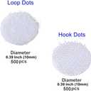 Self Adhesive Dots, 1000Pcs(500 Pair Set) 0.39 Inch / 10mm Diameter Hook and Loop Dots Tape, 10mm Nylon Sticky Back dots, Suitable for Classroom, Office, Home, White