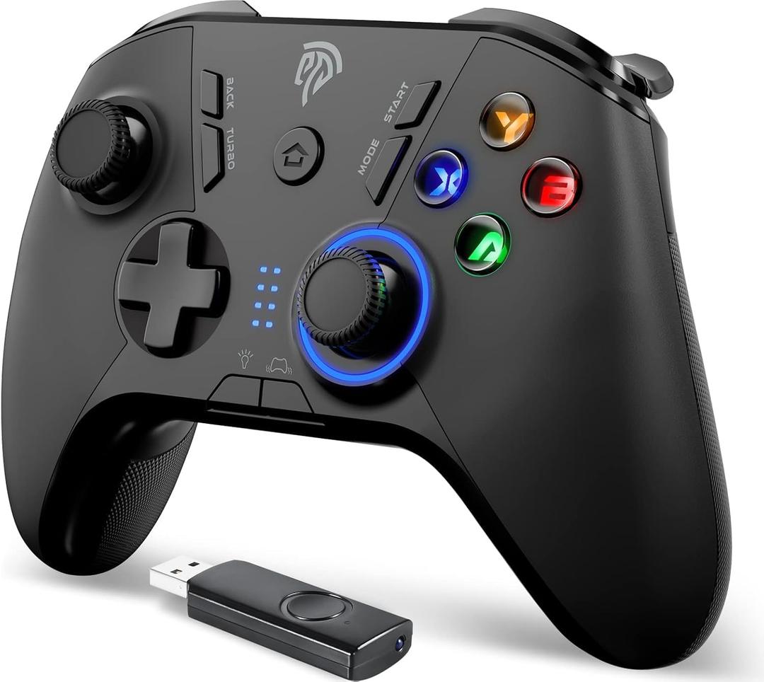 EasySMX Wireless Gaming Controller for Windows PC/Steam Deck/PS3/Android TV BOX, Dual Vibrate Plug and Play Gamepad Joystick with 4 Customized Keys, Battery Up to 14 Hours, Work for Nintendo Switch (black)