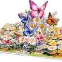 CUTPOPUP Mothers Day Pop Up Card for Mom, 3D Daisy Butterflies Greeting Card, Birthday Card for Mom, Wife, Grandma, Daughter, Floral Card for Women