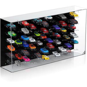 1/64 Diecast Display Case Acrylic Model Car Diecast Display Case Vertical and Wall Mounted 2 in 1 Rack Storage Cabinet Shelf Accommodate to 66 Model Cars (Black, 21.7 x 11.8 x 4.6 Inches)