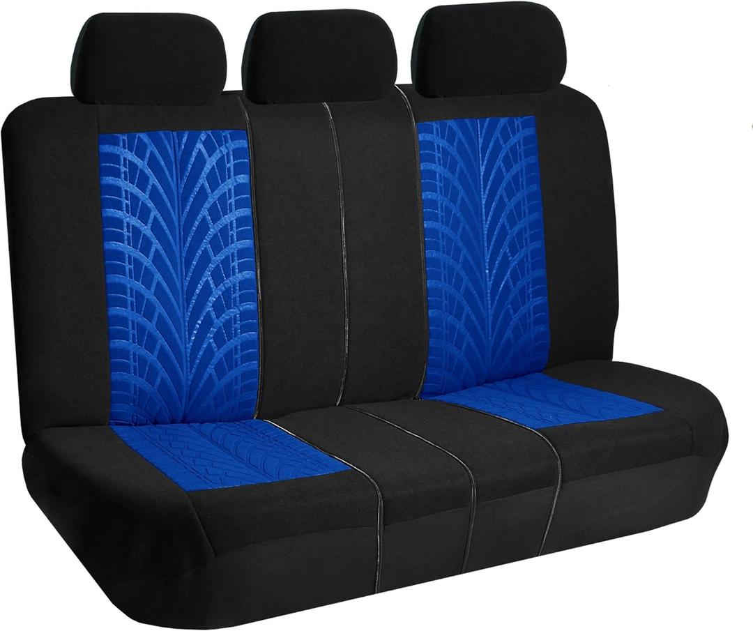 FH Group Car Seat Covers Rear Set Blue Premium Cloth - Universal Fit, Split Bench Rear Seat, Washable, for SUV, Sedan