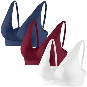 Topwhere Lace Cotton Sleep Bras for Women, Maternity Nursing Bras, Pregnancy Support Bra with Adjustable Straps, Size M